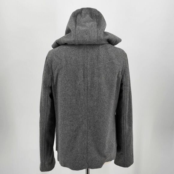 Old Navy Pea Coat Women's M Gray Red Toggles Hood - Picture 4 of 10